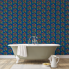 Folk Floral Wallpaper in Blue by Sabina Maria