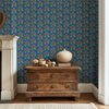 Folk Floral Wallpaper in Blue by Sabina Maria