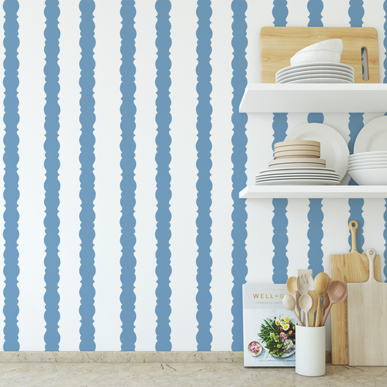 Verona Stripe Wallpaper in Blue