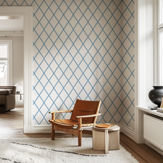 Aria Wallpaper in Blue X Kate Clay