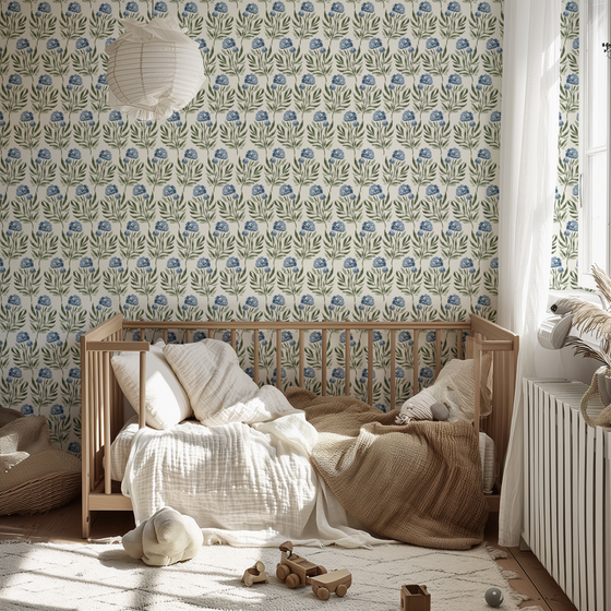 Darling Hydrangeas Wallpaper in Cream by Sabina Maria