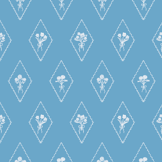 Pemberly Wallpaper in Blue X Kate Clay