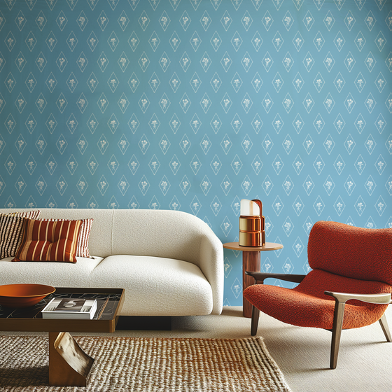 Pemberly Wallpaper in Blue X Kate Clay