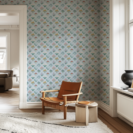 English Cutting Garden Wallpaper in Blue X Kate Clay