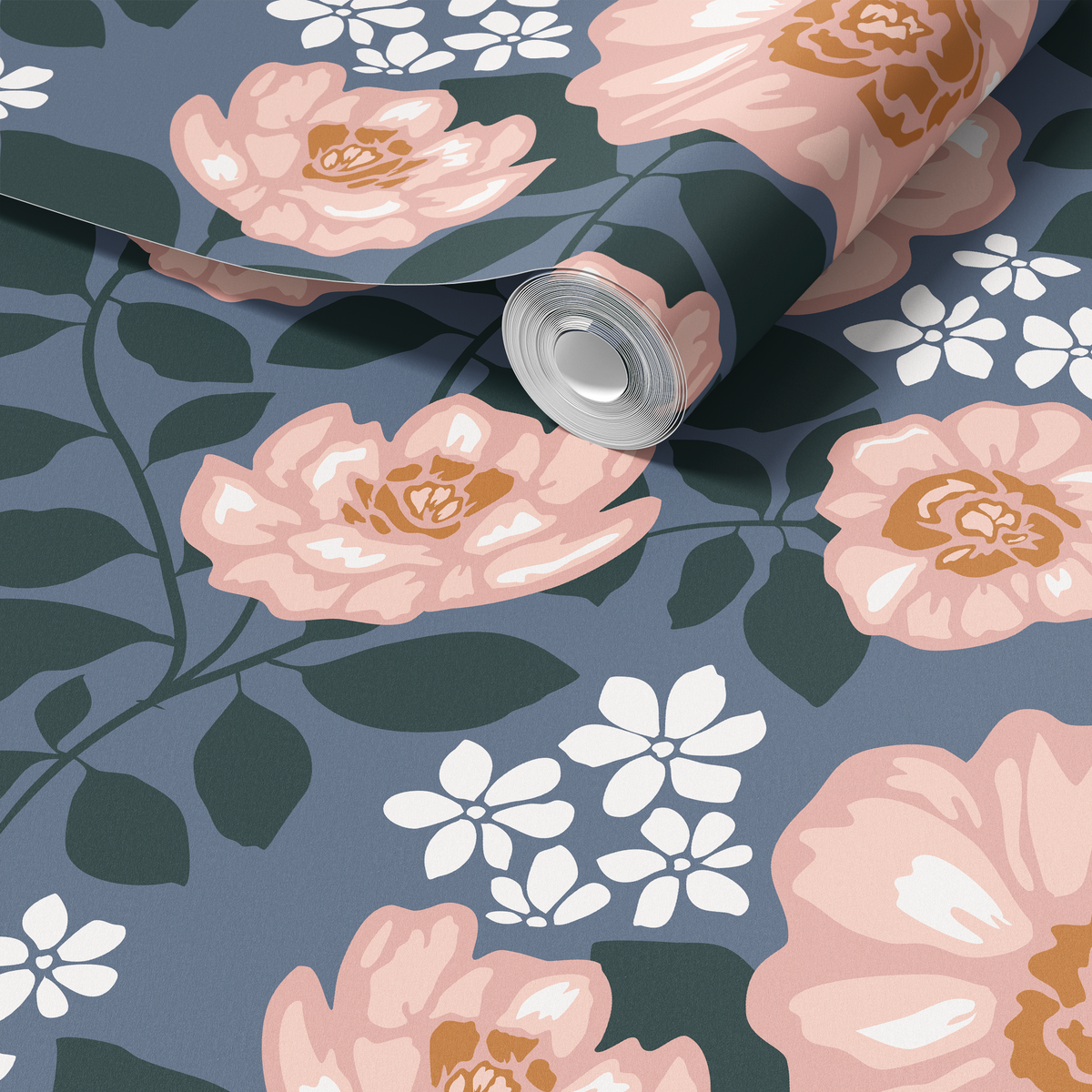 Blooming Peonies - Navy