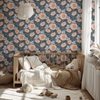 Blooming Peonies Wallpaper in Navy X Inés Sterlicchio