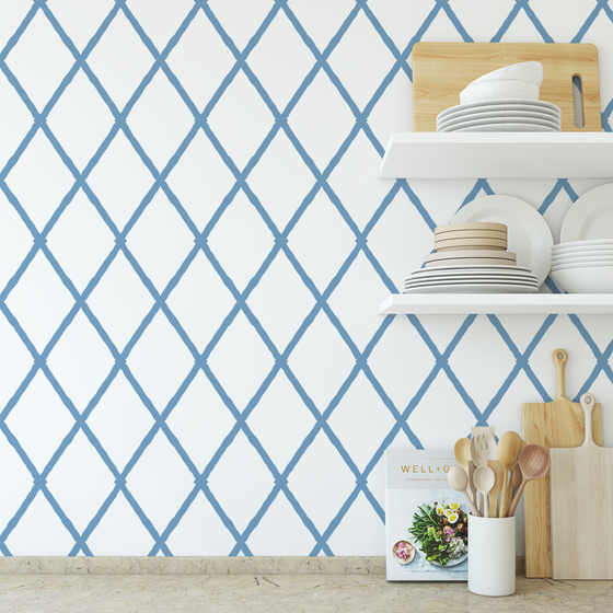 Aria Wallpaper in Blue X Kate Clay