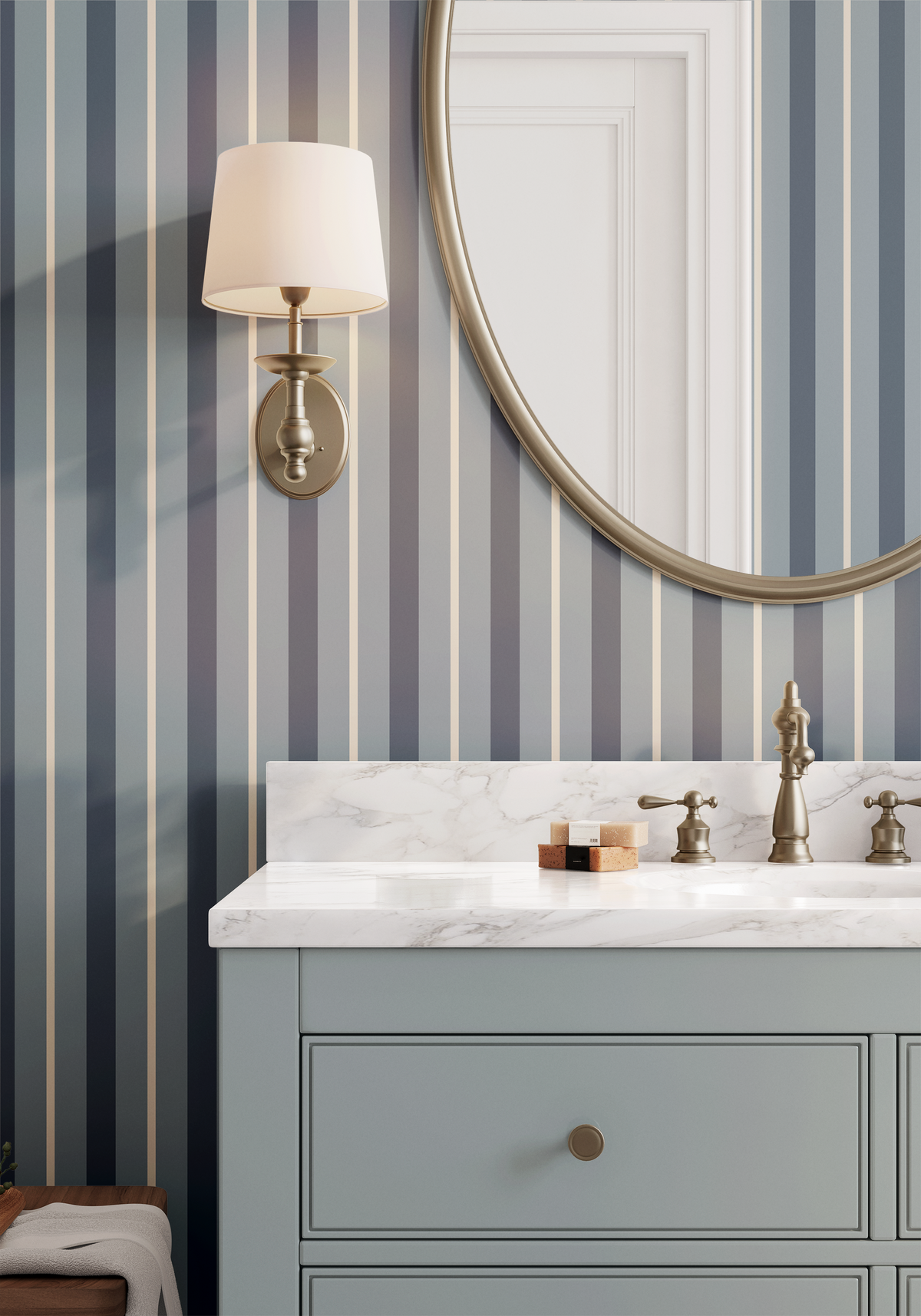Cottage Chic Stripe - Blue