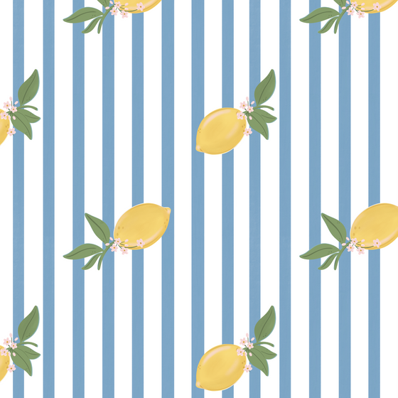 Zesty Stripe Wallpaper in Blue X Kate Clay