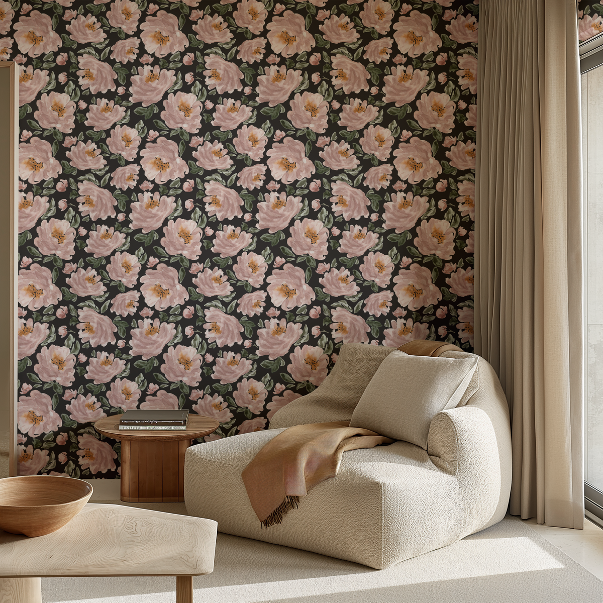Blushing Peonies - Black