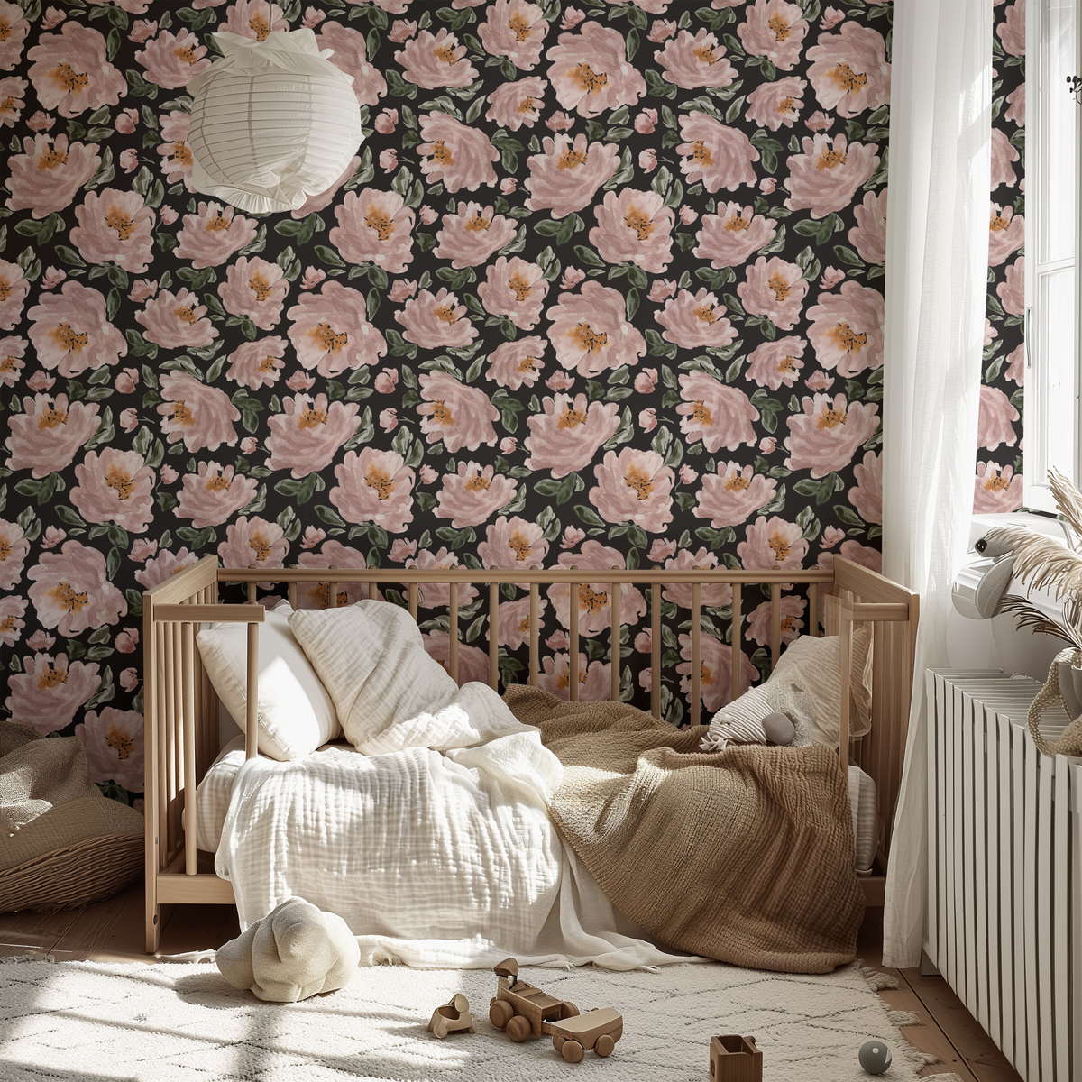 Blushing Peonies - Black