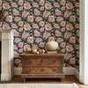 Blushing Peonies Wallpaper in Black by Sabina Maria