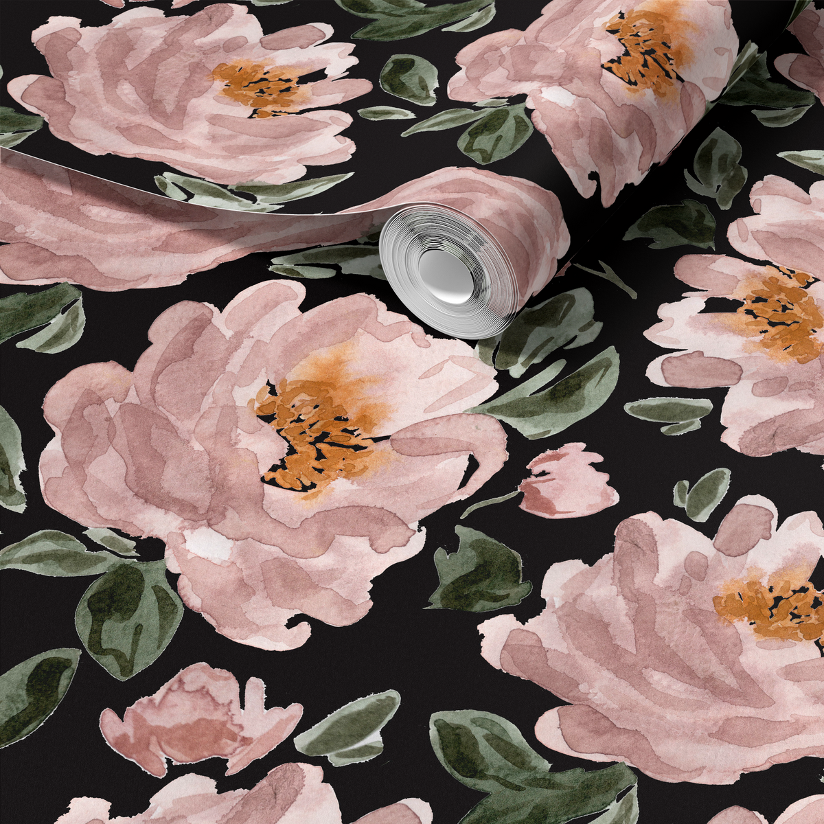 Blushing Peonies - Black