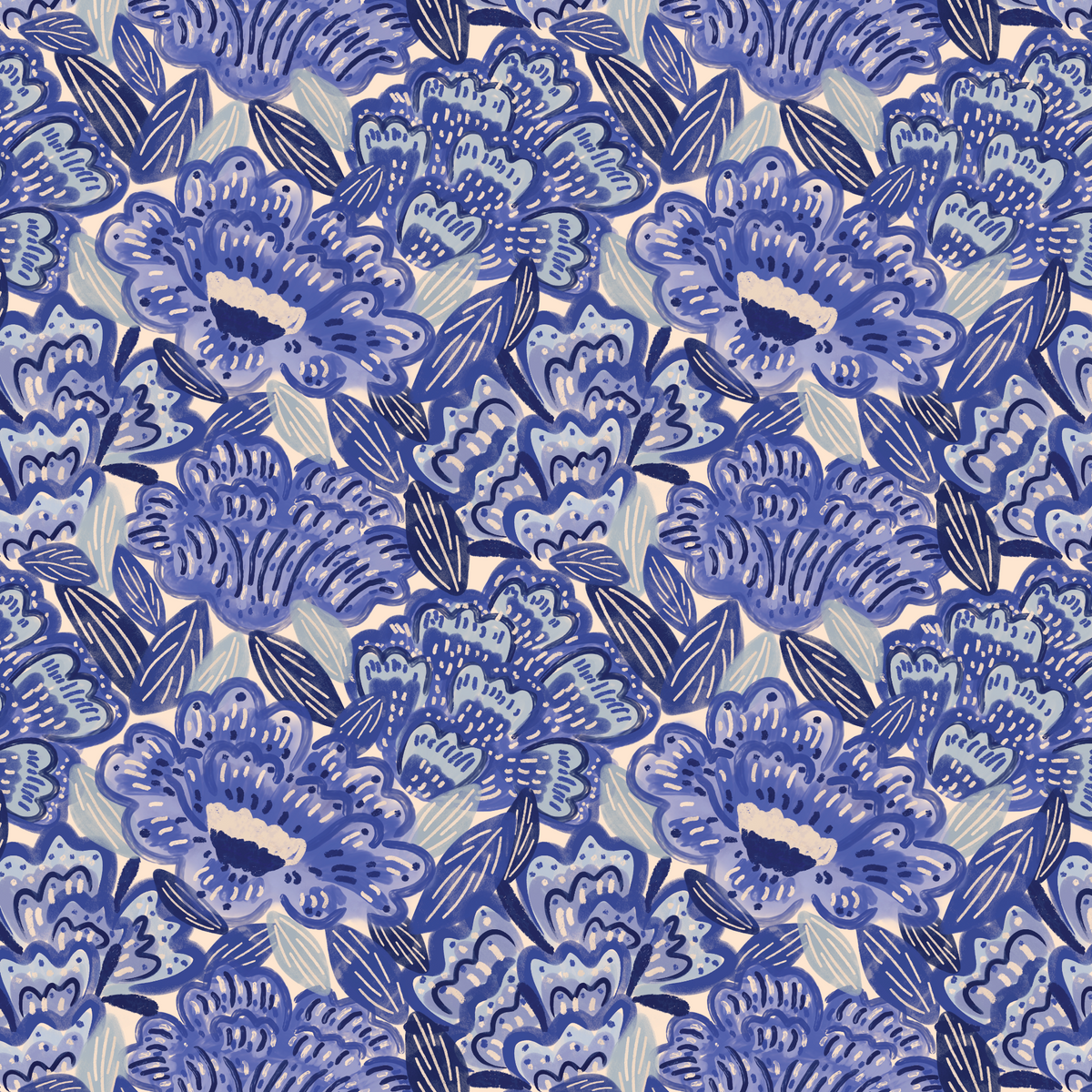 Bold Painted Florals - Blue