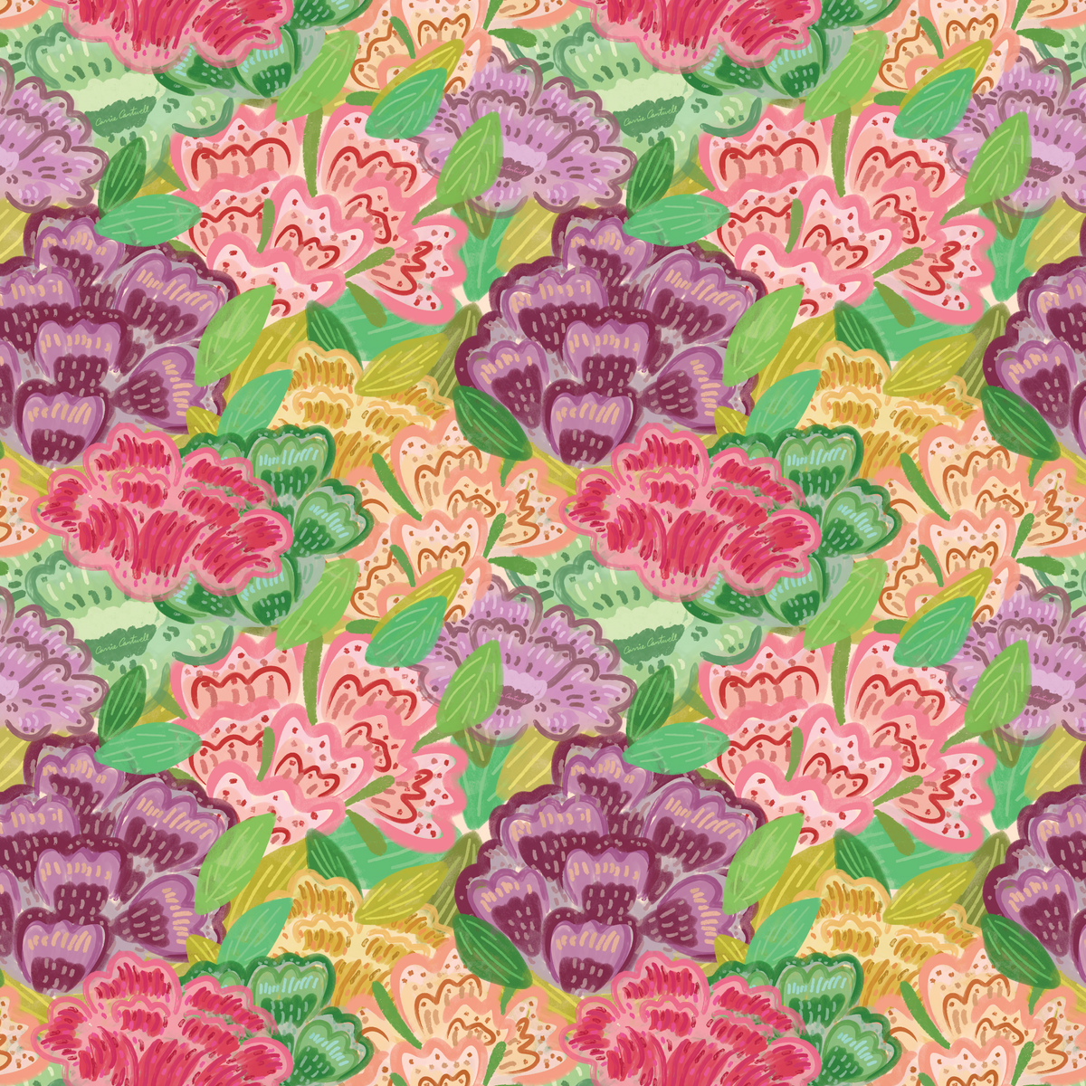 Bold Painted Florals - Bright