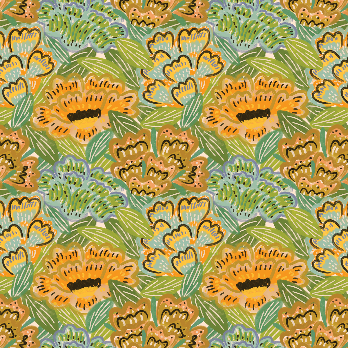 Bold Painted Florals - Citrus