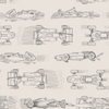 Vintage Cars Wallpaper in Grey X Quirky Paisley Design