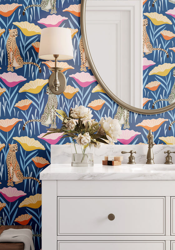 Cheetah Wallpaper in Blue X Juliana Tipton