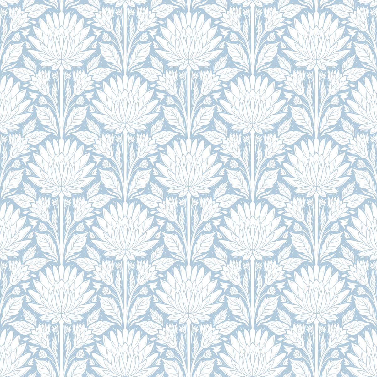 Block Print Chrysanthemum - Blue