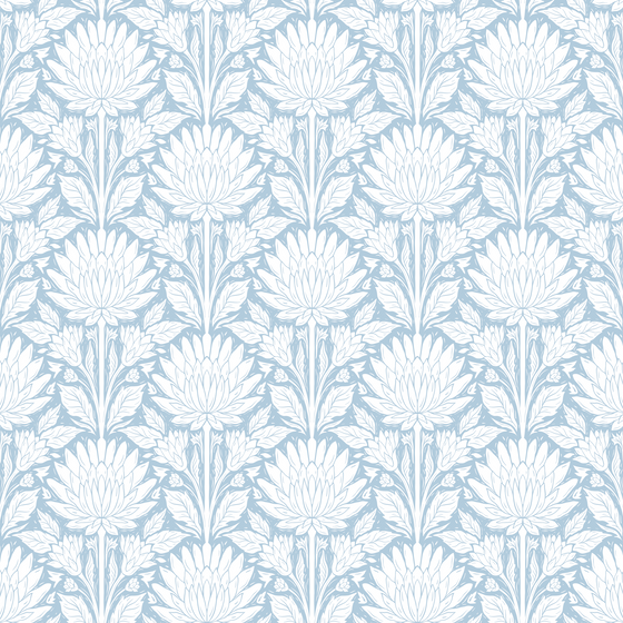 Block Print Chrysanthemum in Blue