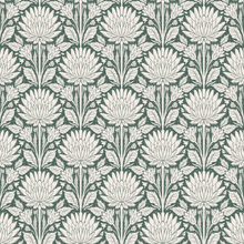  Block Print Chrysanthemum Green X Presutti Designs