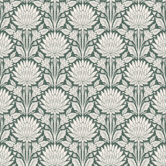 Block Print Chrysanthemum in Green