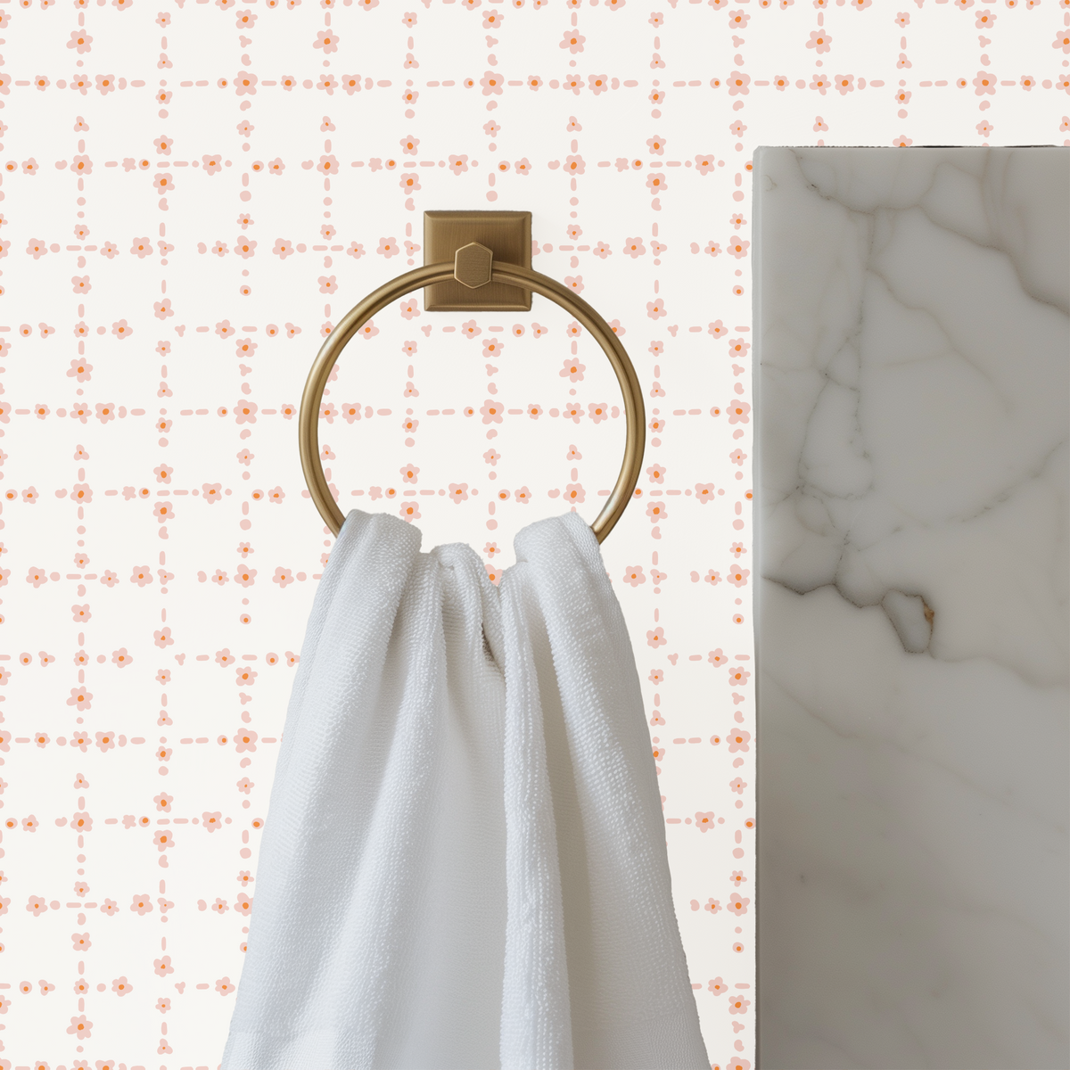 Abstract Ditsy Flower - White