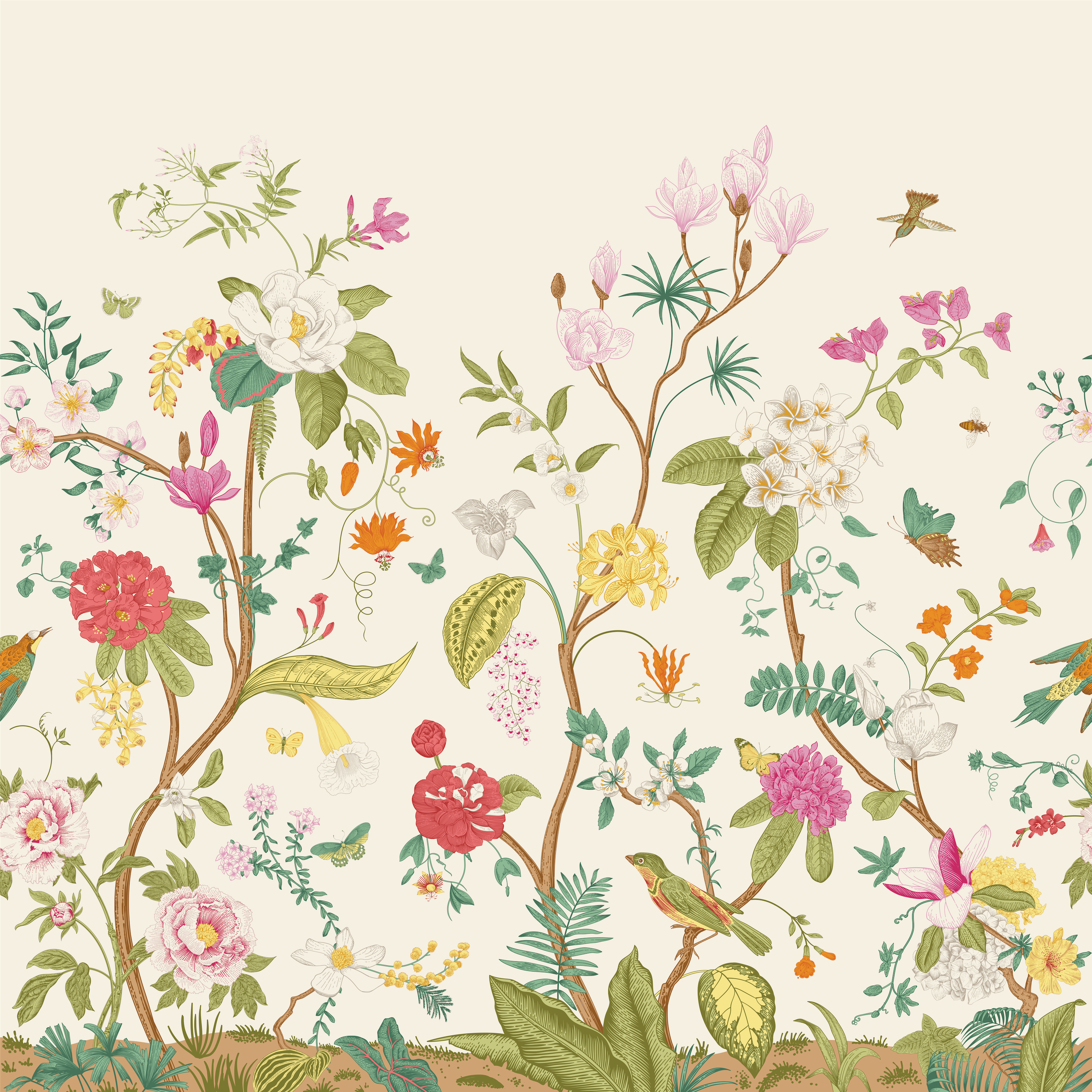 Custom Peel And Stick Wallpaper Funky Paper Co   Colorfulblooms5panelswide 