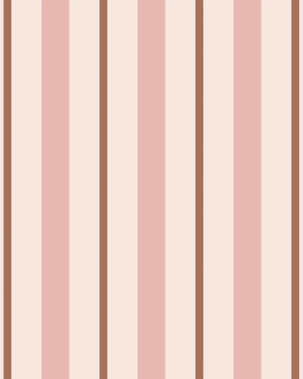 Cottage Chic Stripe preppy wallpaper with vertical pink, brown and cream stripes styled in a bright, classic room interior | Funky Paper Co