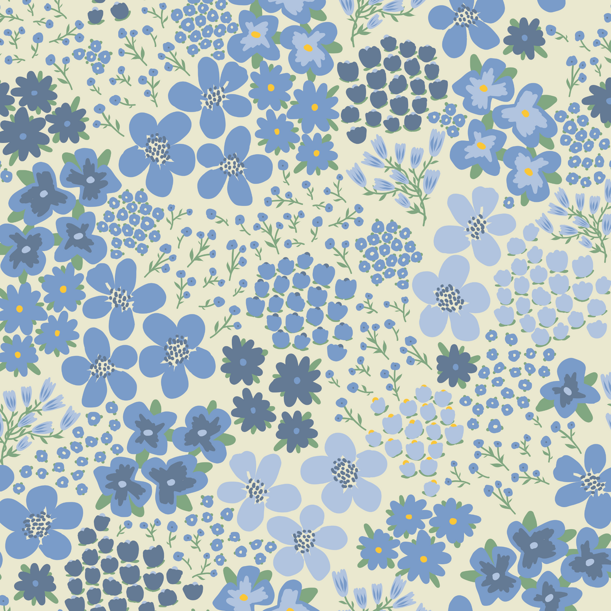 Les Fleurs - Cream &amp; Blue