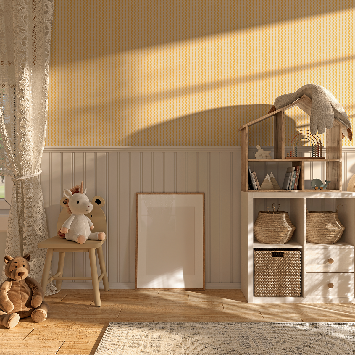 Curly Carousel Stripe - Yellow
