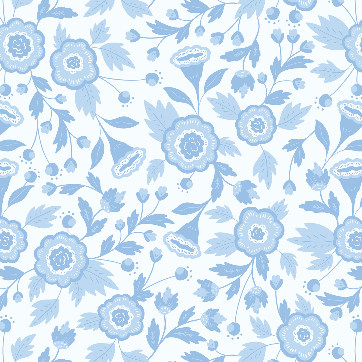 Ditsy Monochromatic Floral – Blue