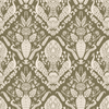 Peacock Damask Wallpaper in Earth Green