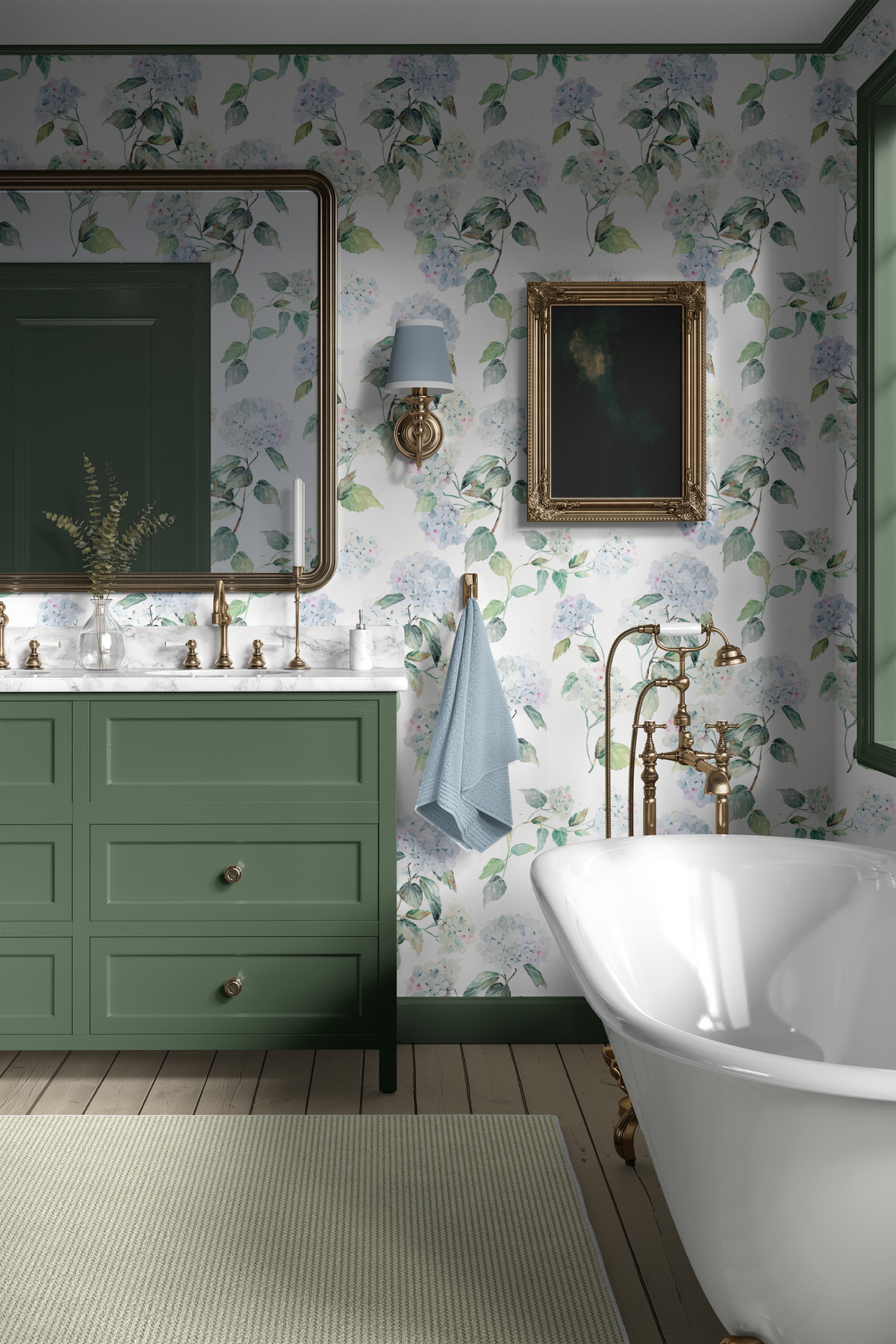 Vintage Hydrangeas- Blue