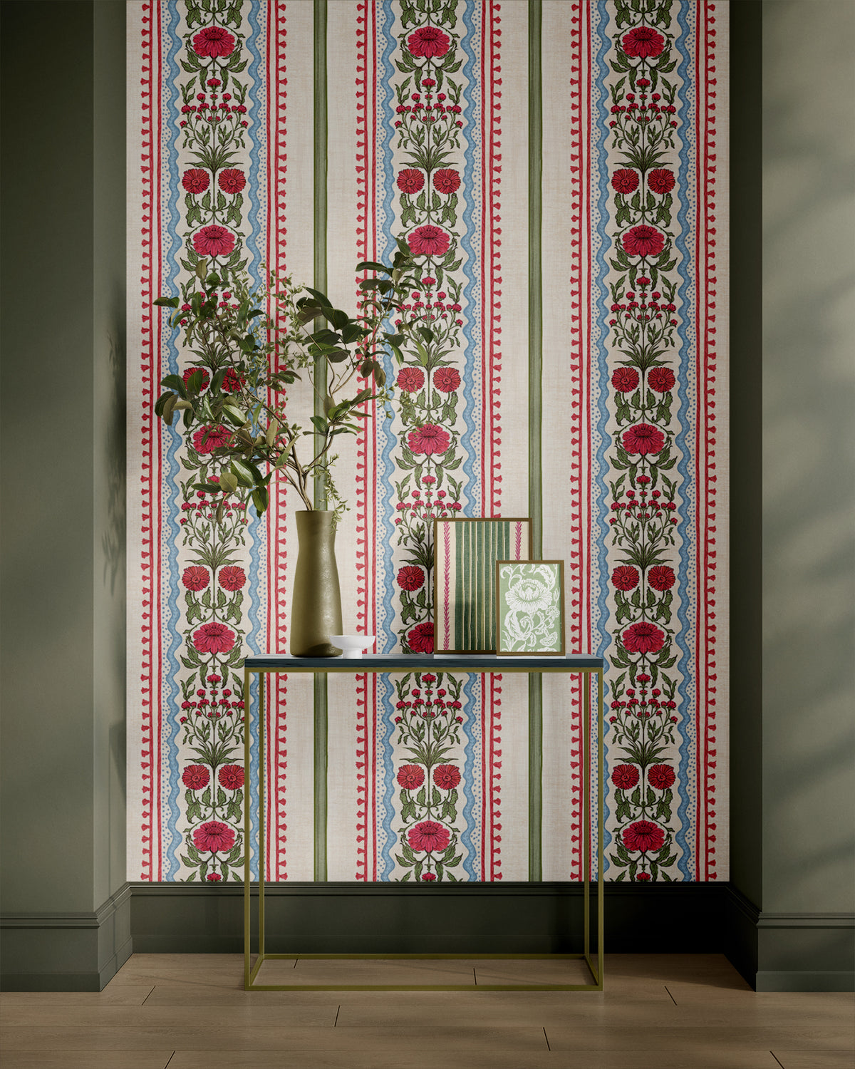 Indian Block Print Floral Stripe