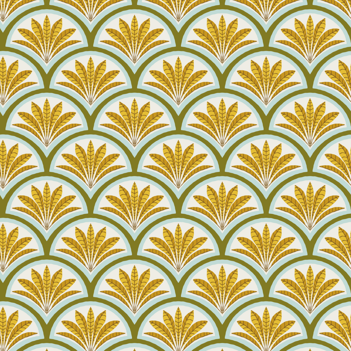Fancy Scalop Palm Leaves - Green