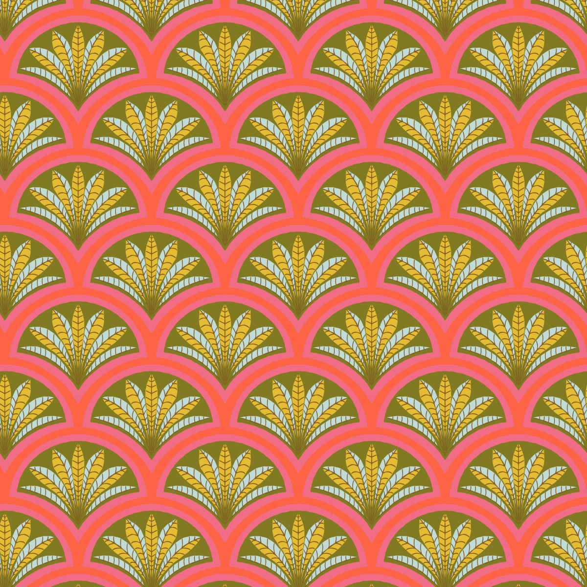 Fancy Scalop Palm Leaves - Pink