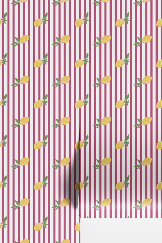 Zesty Stripe Wallpaper in Pink X Kate Clay