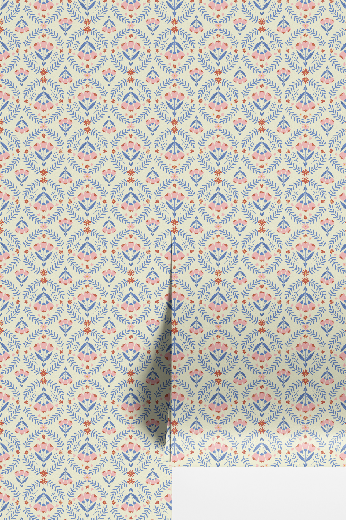 Floral Medallions - Pink and Blue