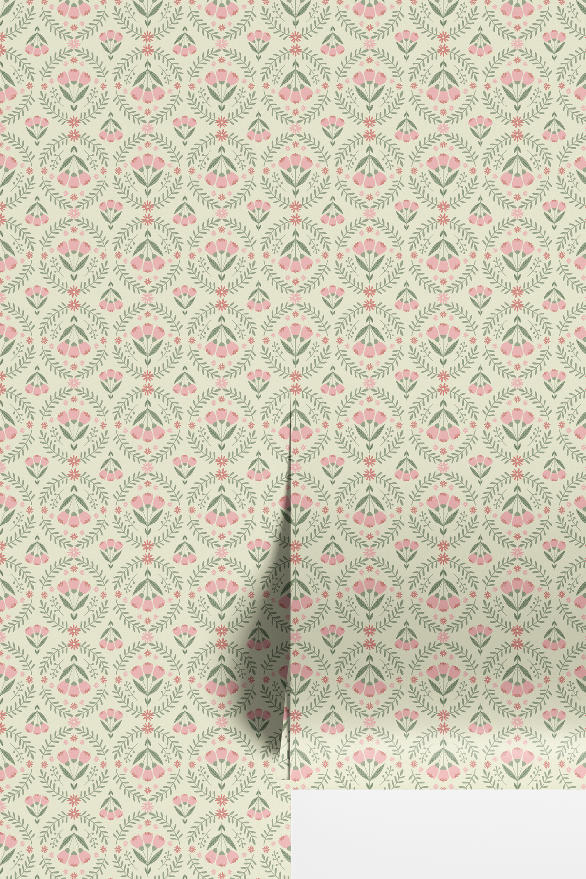 Floral Medallions - Pink and Green