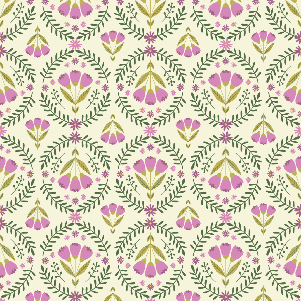 Floral Medallions - Purple and Green