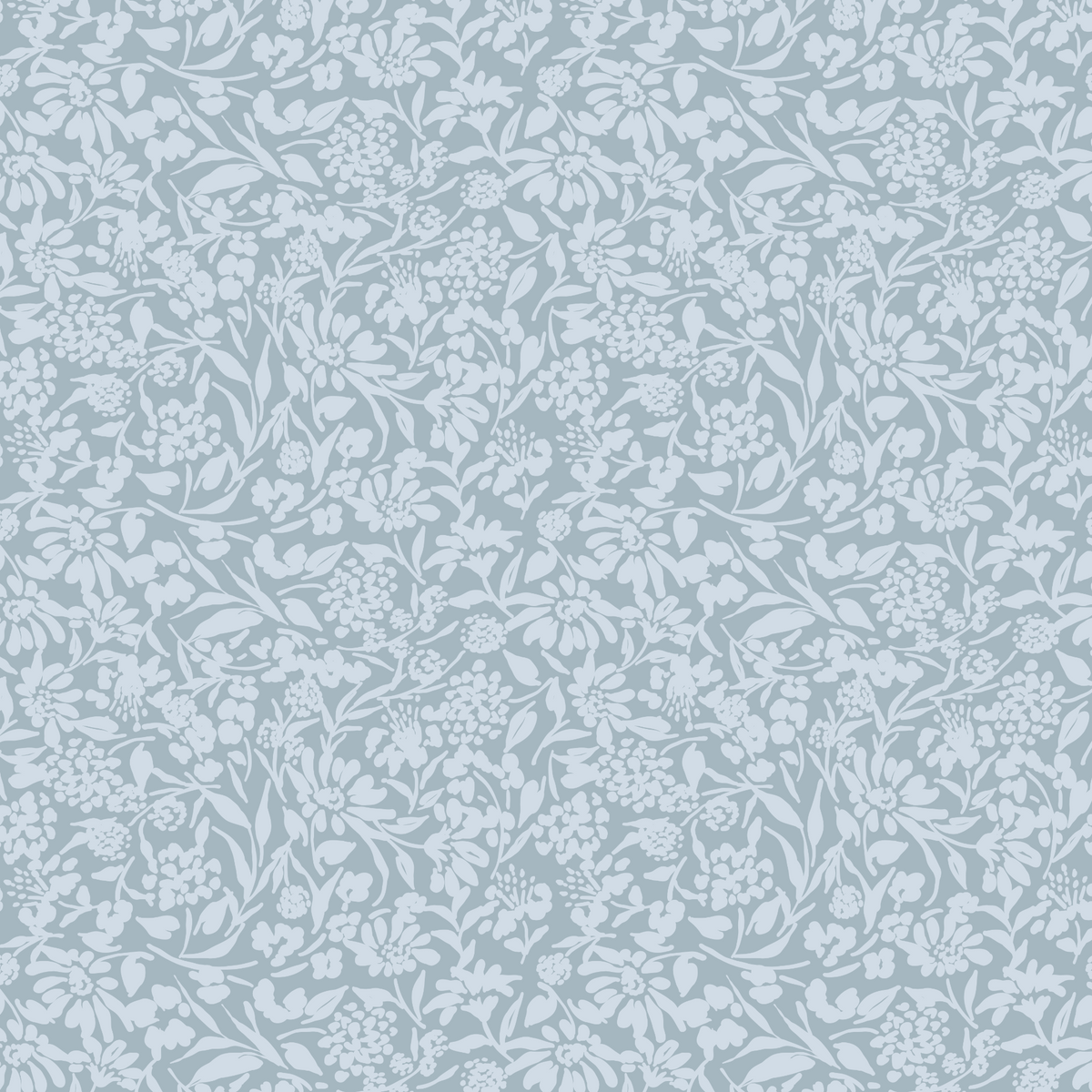 Floral Silhouette - Dusty Blue