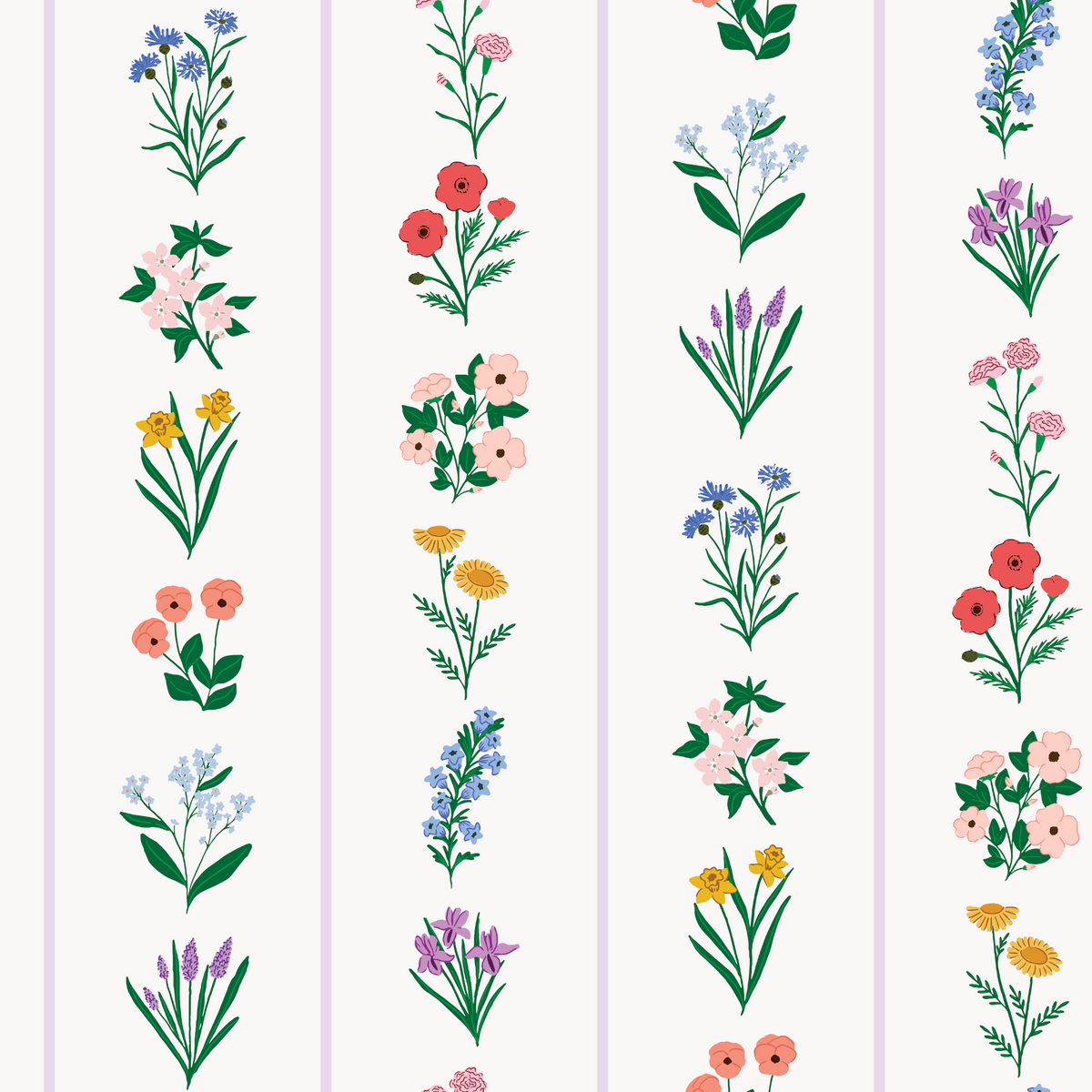 Vintage Vertical Floral Stripe