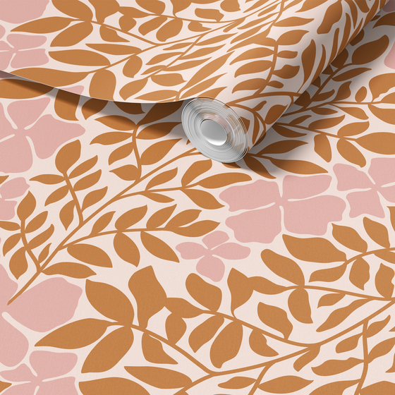 Modern Flourish Wallpaper In Orange X Inés Sterlicchio