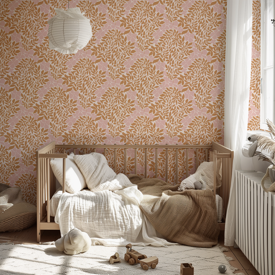 Modern Flourish Wallpaper In Orange X Inés Sterlicchio