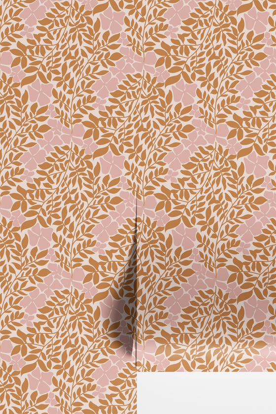 Modern Flourish Wallpaper In Orange X Inés Sterlicchio