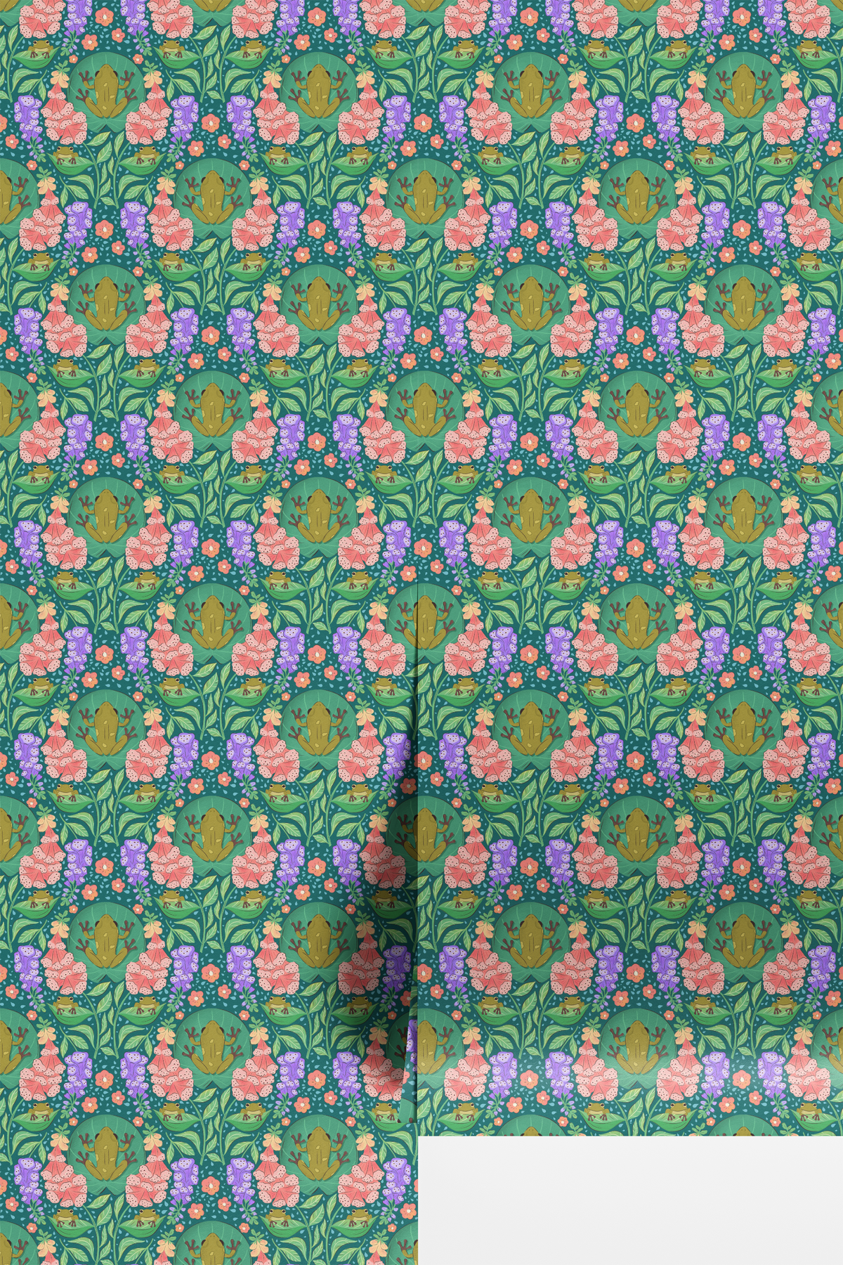 Floral Frogs - Teal