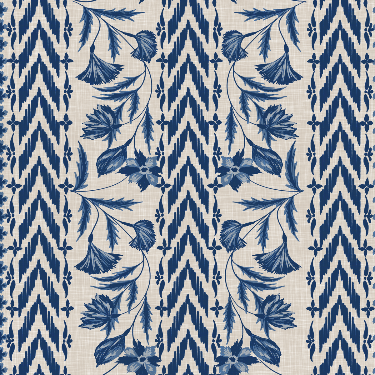 Floral Stripes - Blue