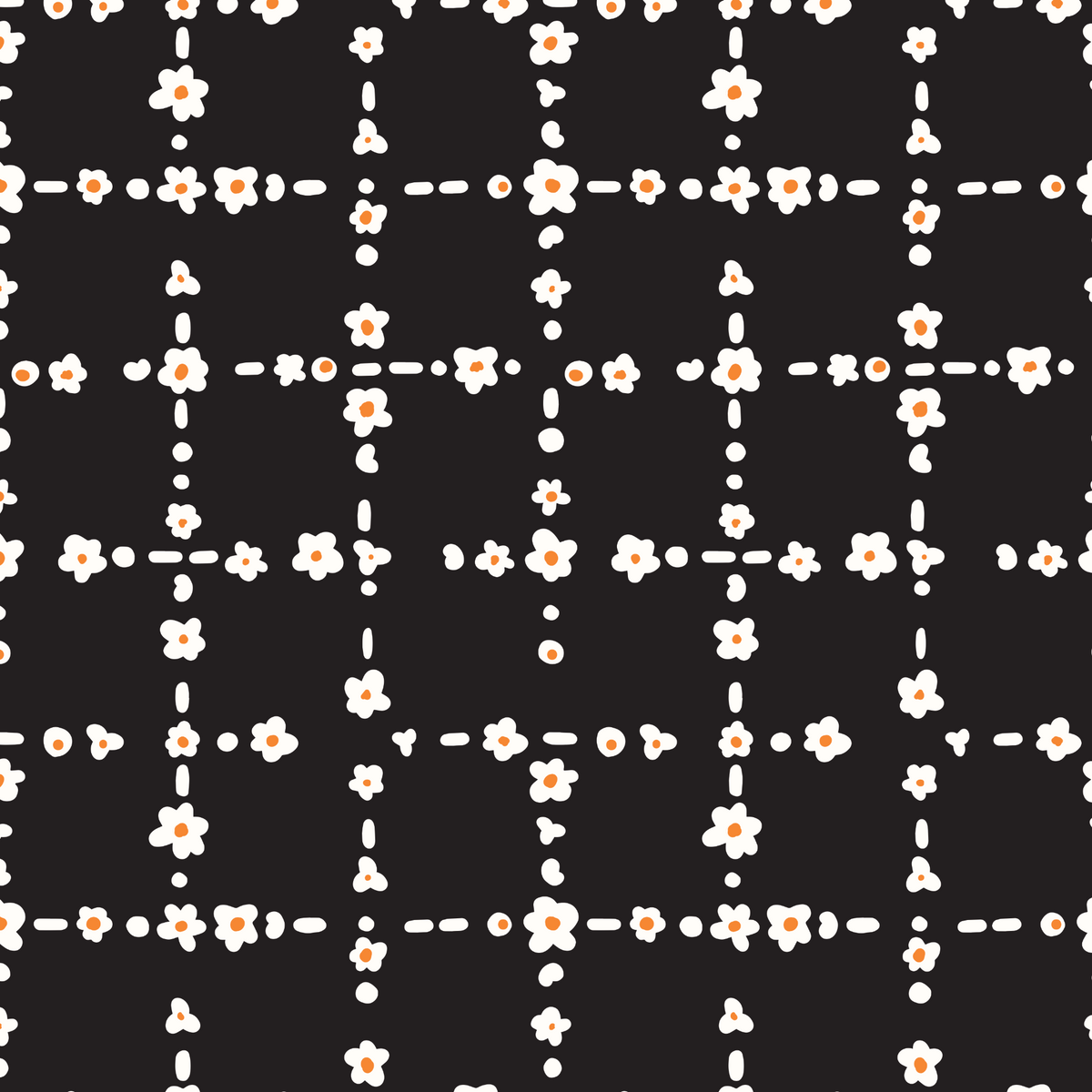 Abstract Ditsy Flower - Black