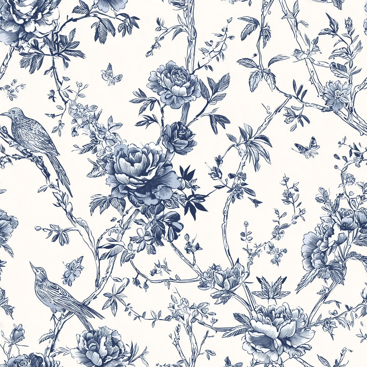 Chinoiserie Garden Birds - Blue